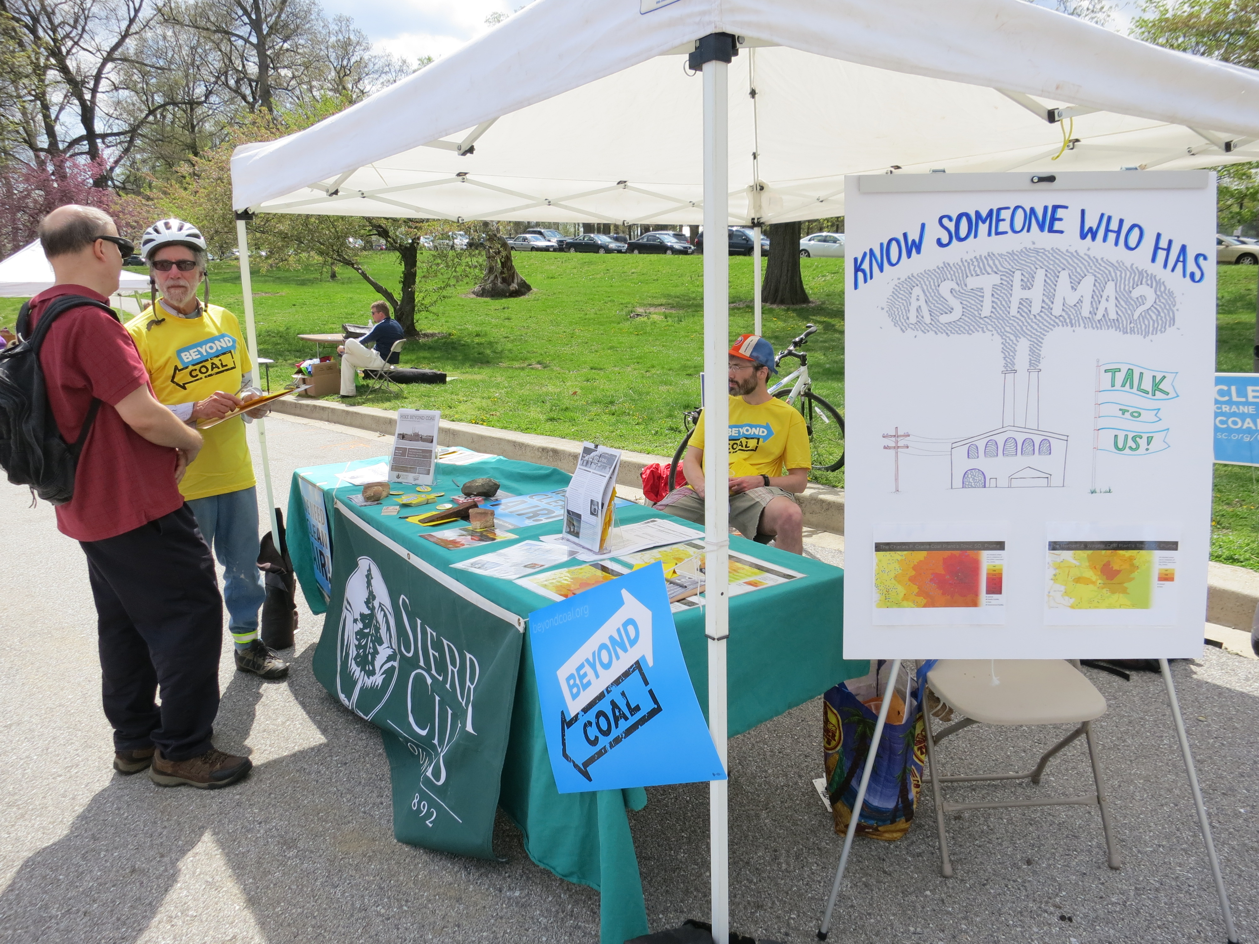 Members of the Sierra Club engage with the public to educate them about the health risks associated with smog pollution