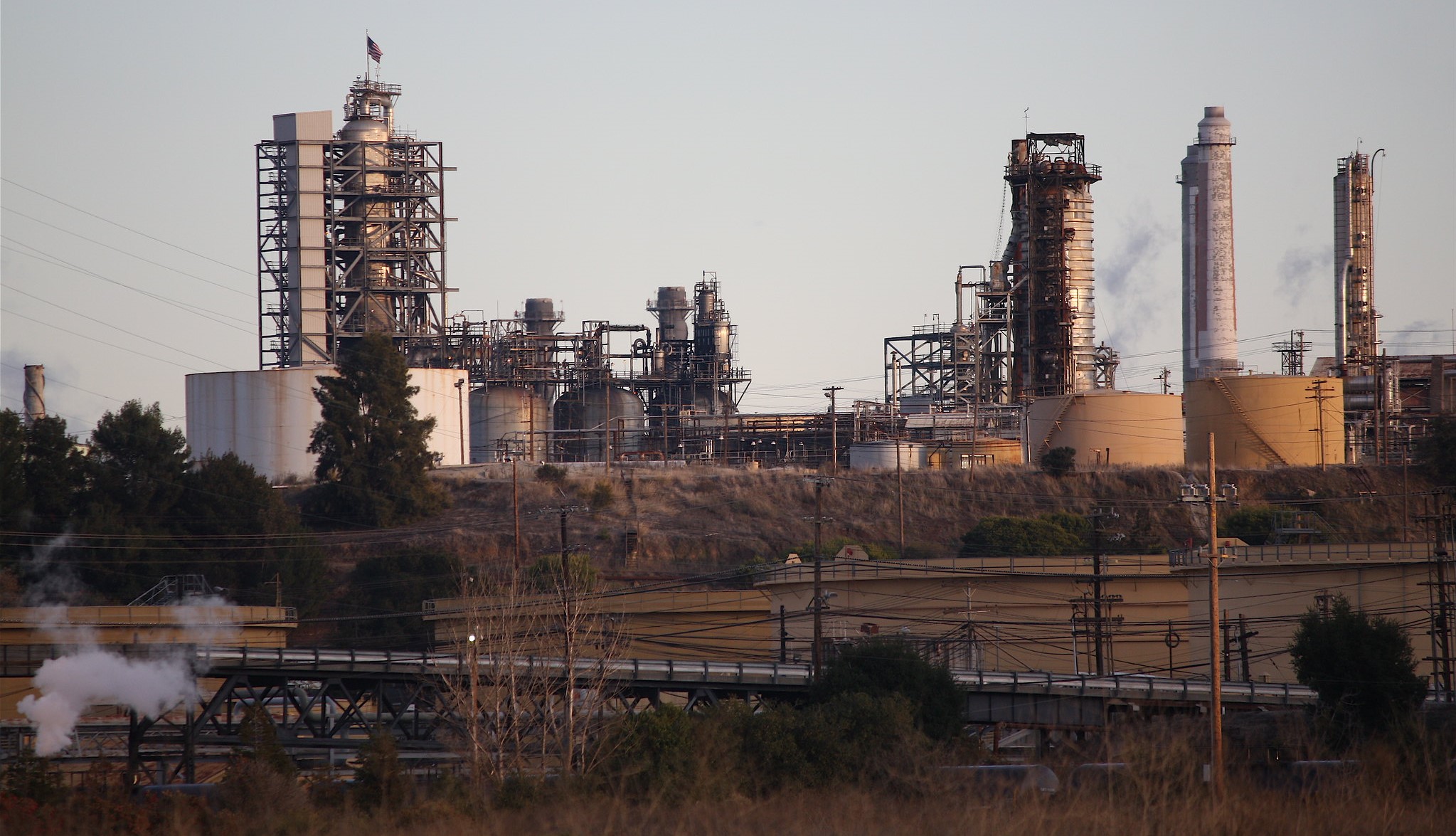 Martinez refinery with a grey sky.