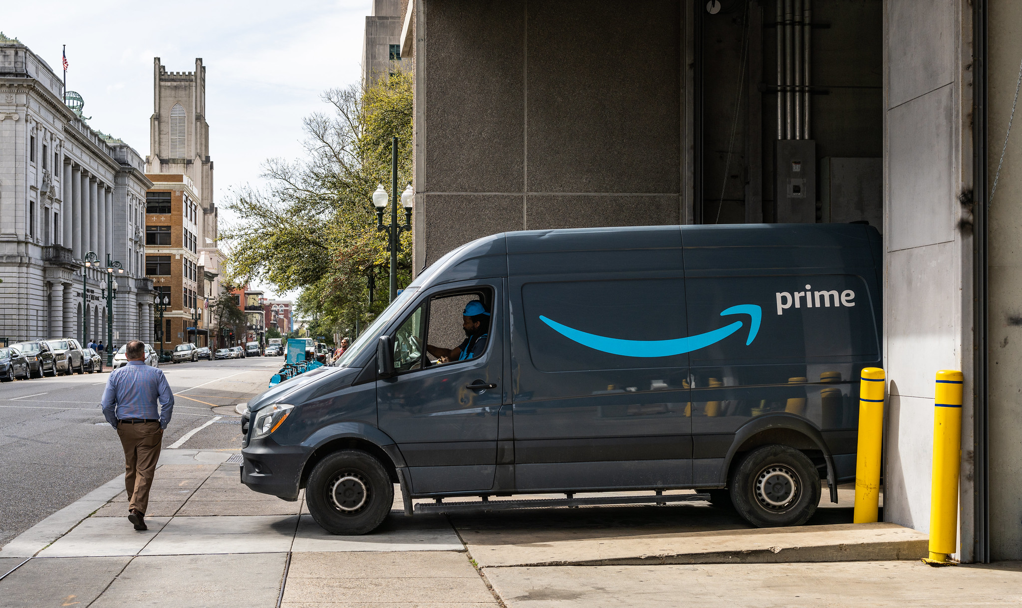 An Amazon Prime delivery van