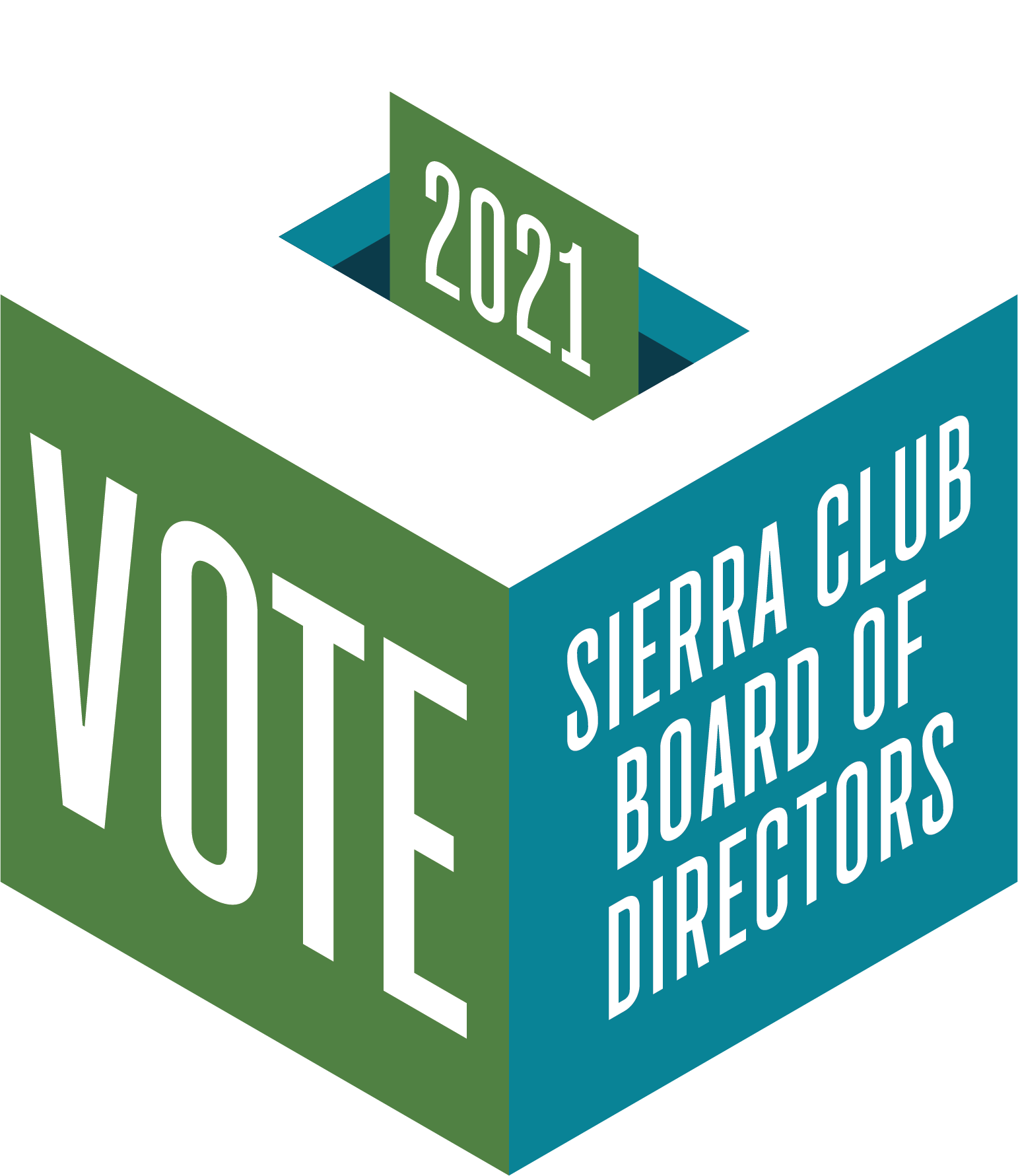 A graphic of a ballot box saying "VOTE" and "Sierra Club Board of Directors" on the sides of the box.
