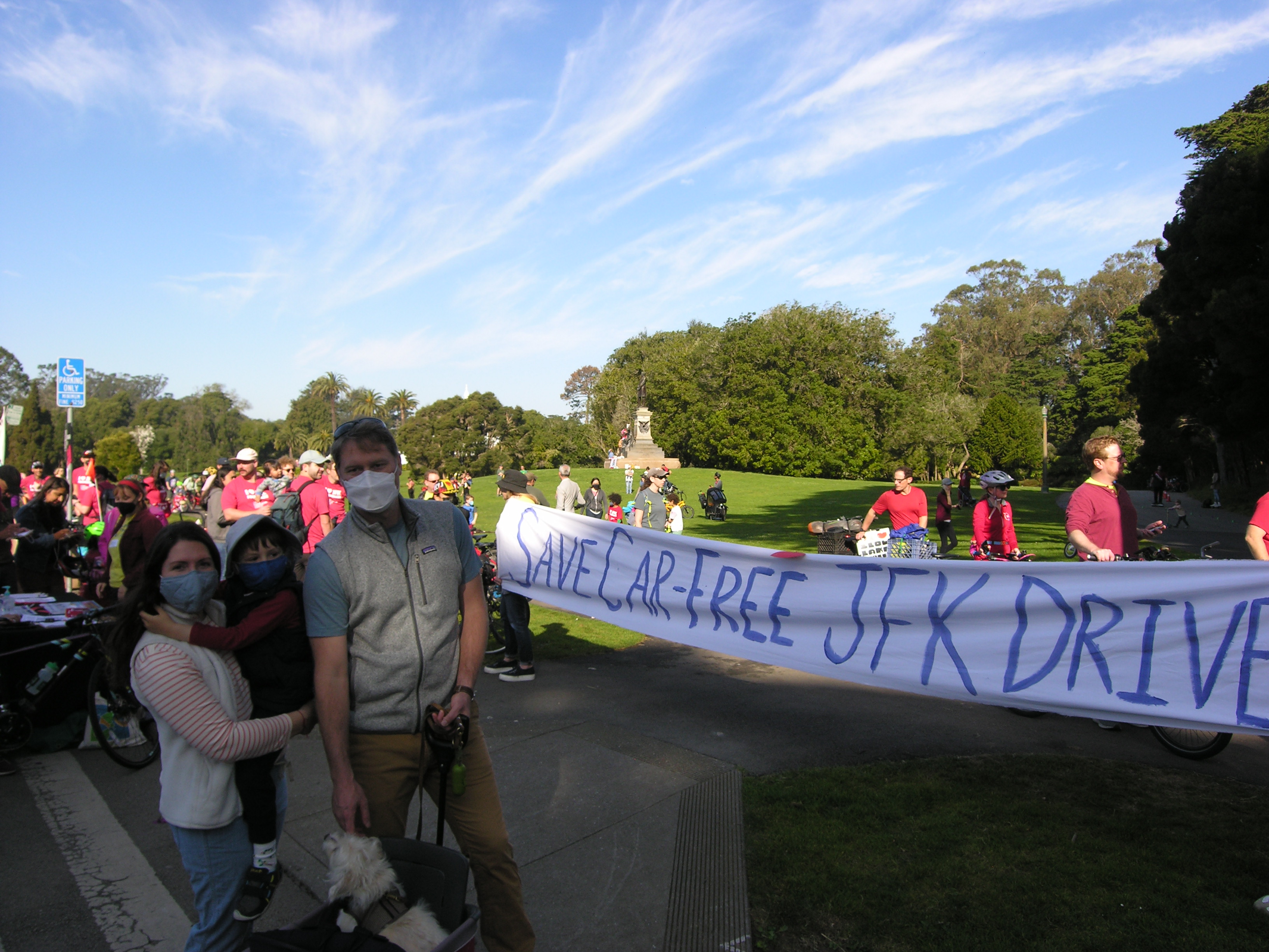 Sierra Club activists protesting in support of a car-free JFK Drive