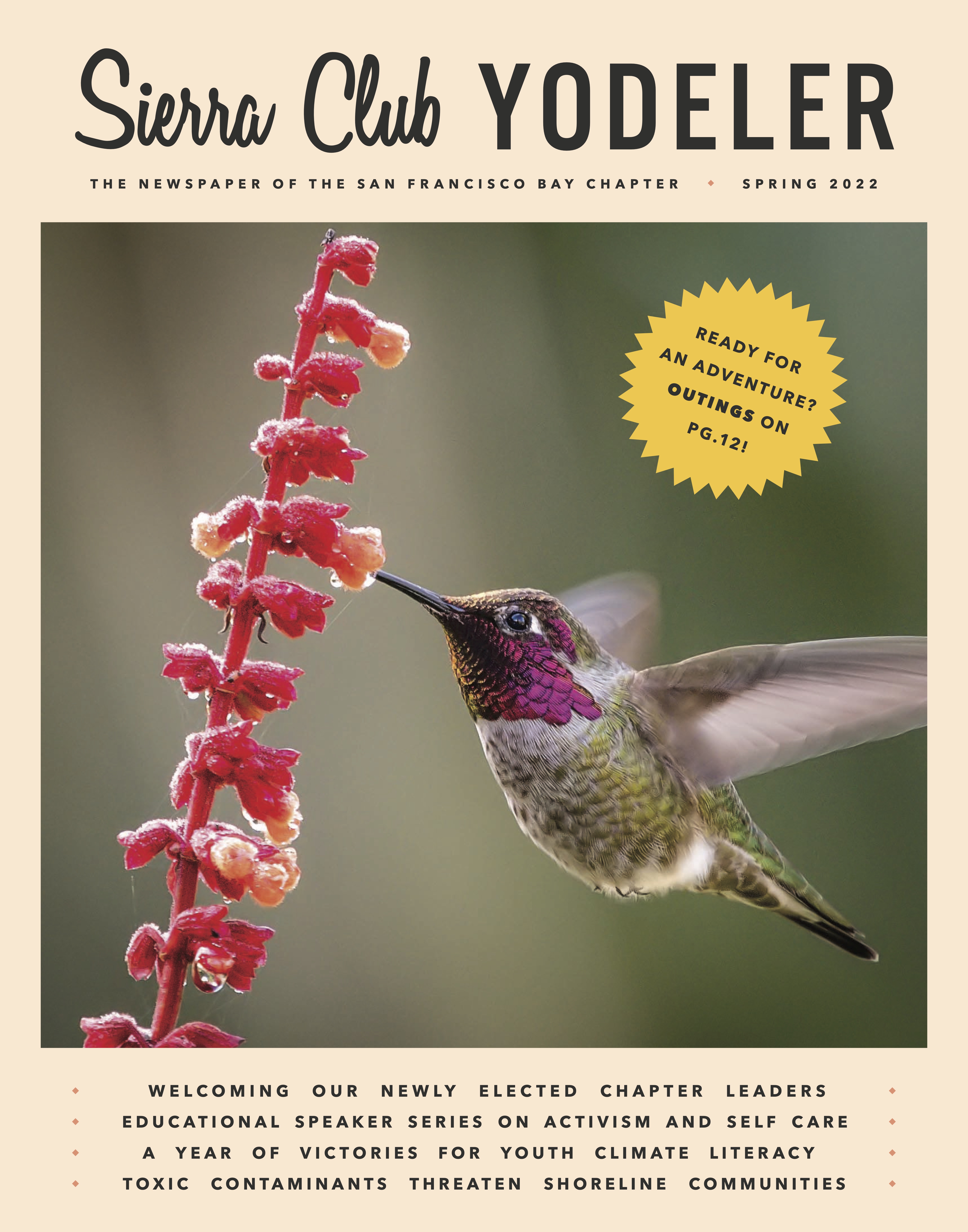 Spring 2022 Yodeler cover with hummingbird