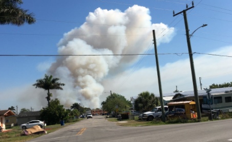 Sugarcane burn over Belle Glade, Florida