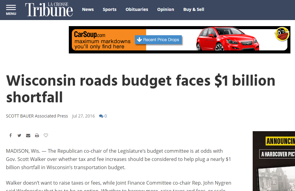 Budget shortfall article