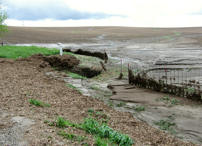 Erosion due to unsustainable agricultural practices.