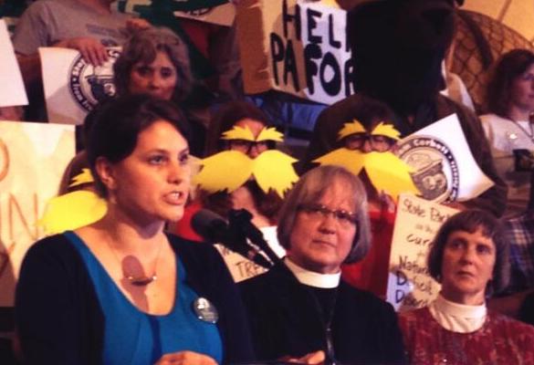 Photo of our Chapter Director Joanne Kilgour speaking at the Pennsylvania Capitol