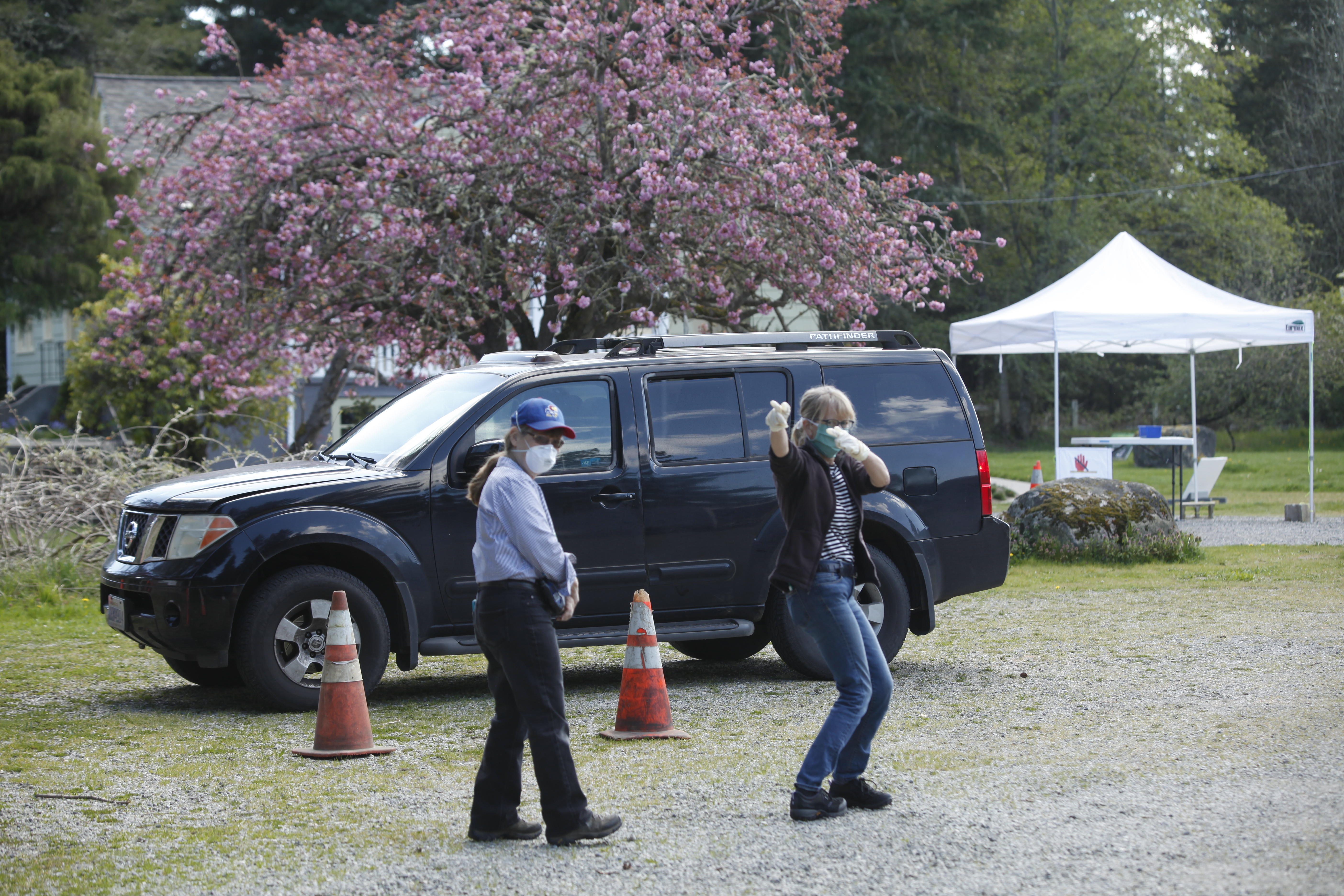 Photo of the drive through COVID-19 testing site on Vashon Island
