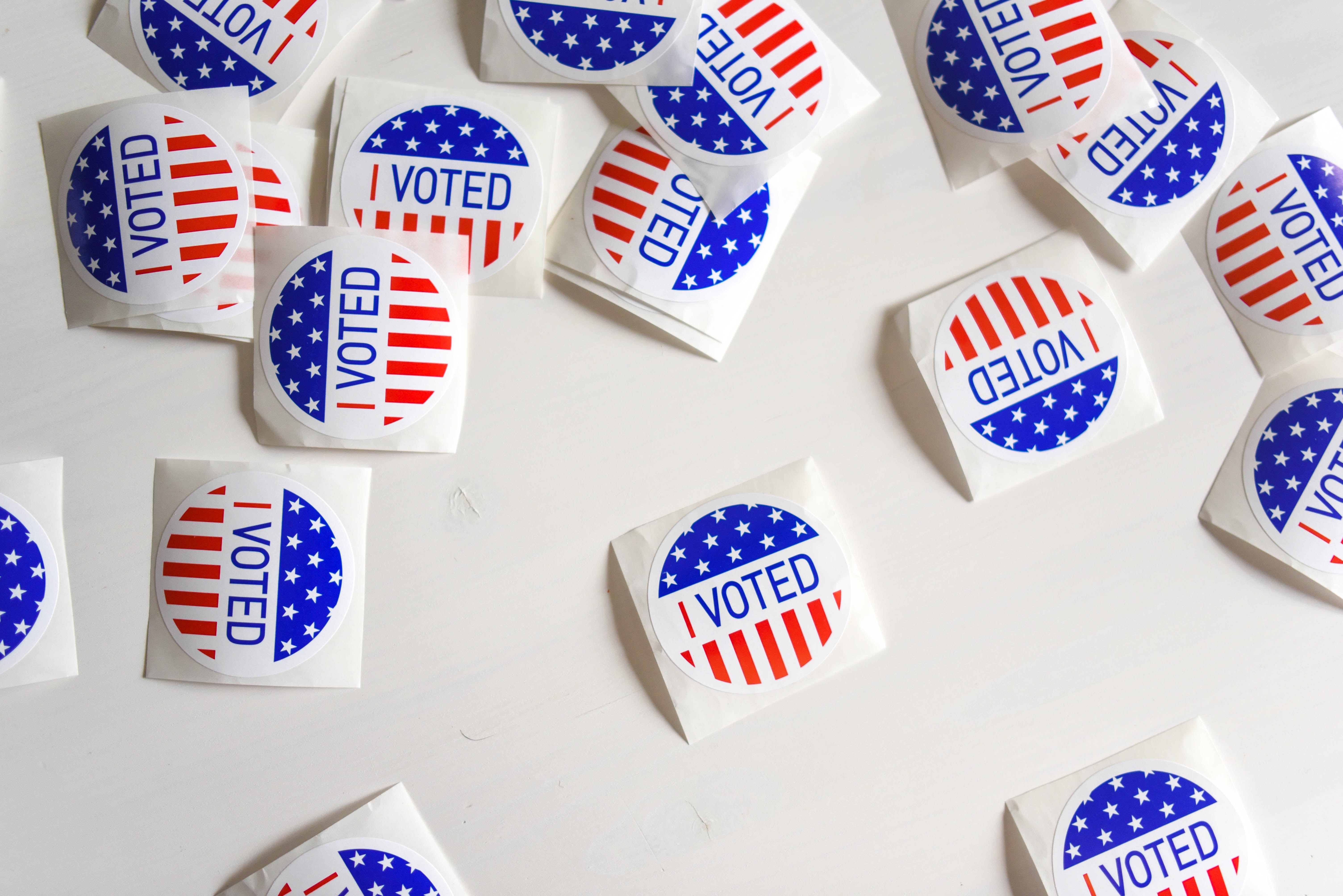 "I voted" stickers on a white background