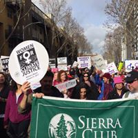 Women's March marchers with Sierra Club banner