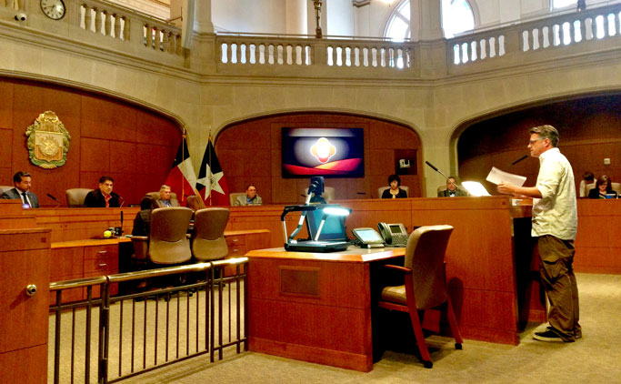 Greg Harman delivering petition to San Antonio City Council