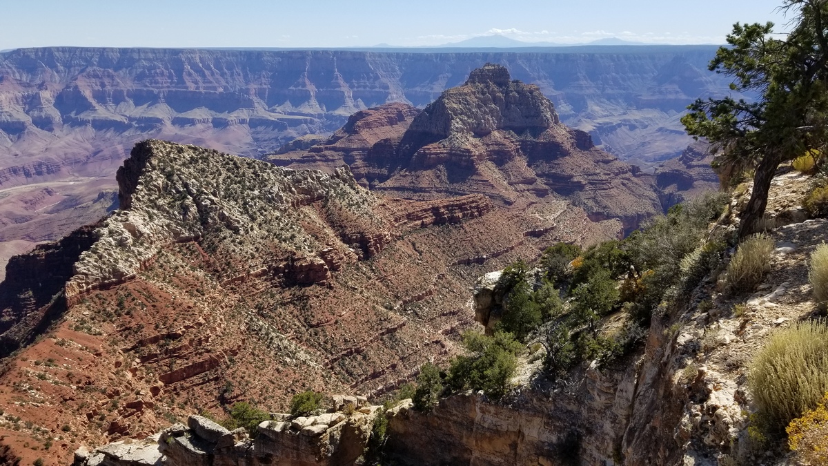 From the Cape Royal viewpoint; Freya's Castle left and Vishnu Temple right.