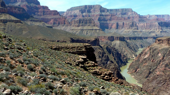 On the Tonto Trail between Horn and Salt Creek side canyons, looking west