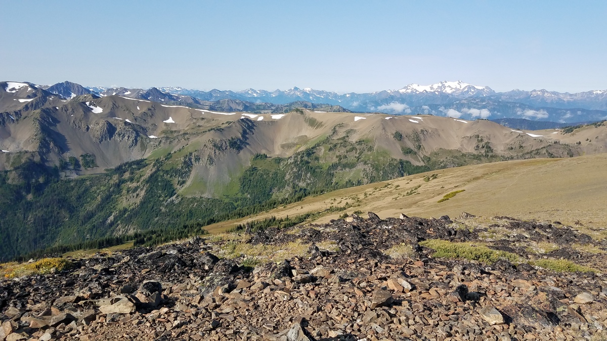 The Olympic Range, looking west-southwest from Elk Mountain