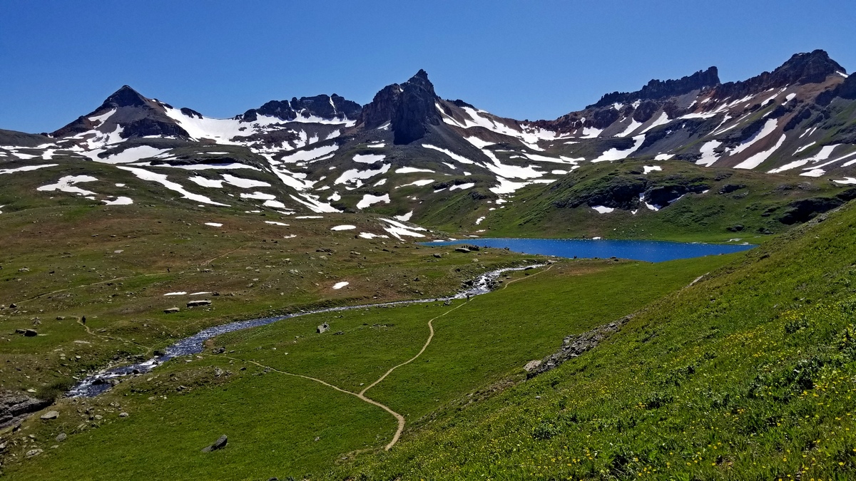 Ice Lake with mountains in background