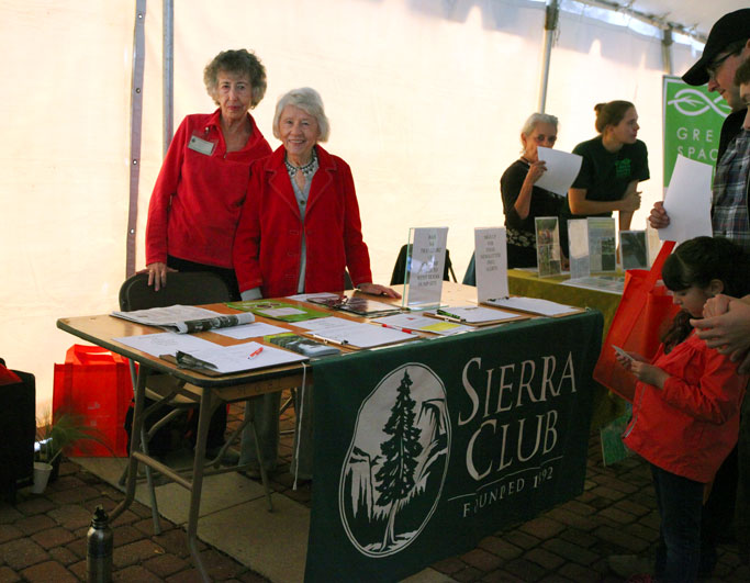 Gay Wright (L) and Olivia Eisenhauer run the Sierra Club table at SAWS Spring Bloom Festival