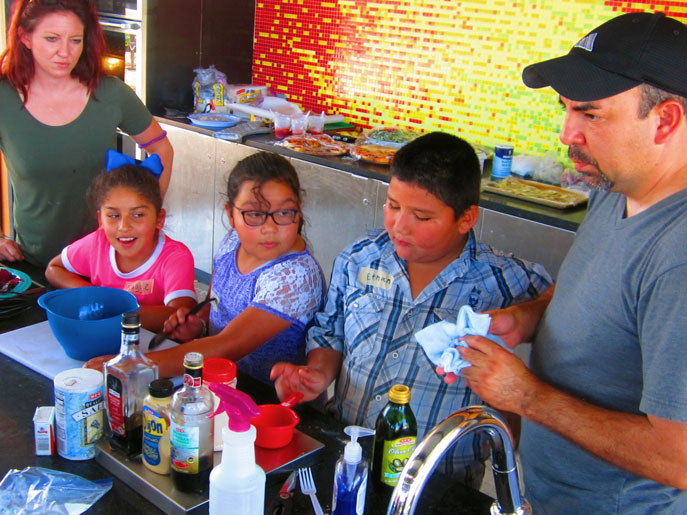 Kids making lunch