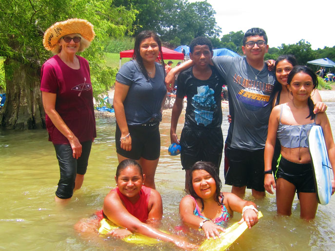 Kids wading in Guadalupe River