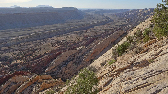 Looking south along the east side of the Waterpocket Fold at sunrise
