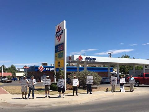 Stripes gas station protest