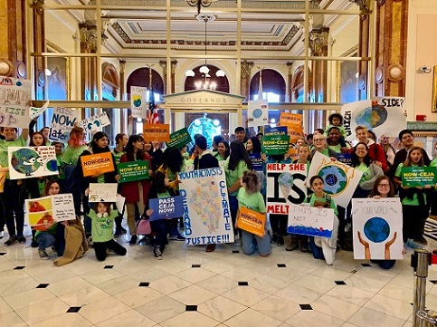 Sierra Club members and allies advocating for the Clean Energy Jobs Act in Springfield, October 29, 2019