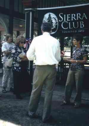 Melissa Blakely, (right) EVEC Program Organizier, fields questions from the press