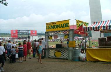 The view of the Arch grounds and main stage from our west/main entrance booth.