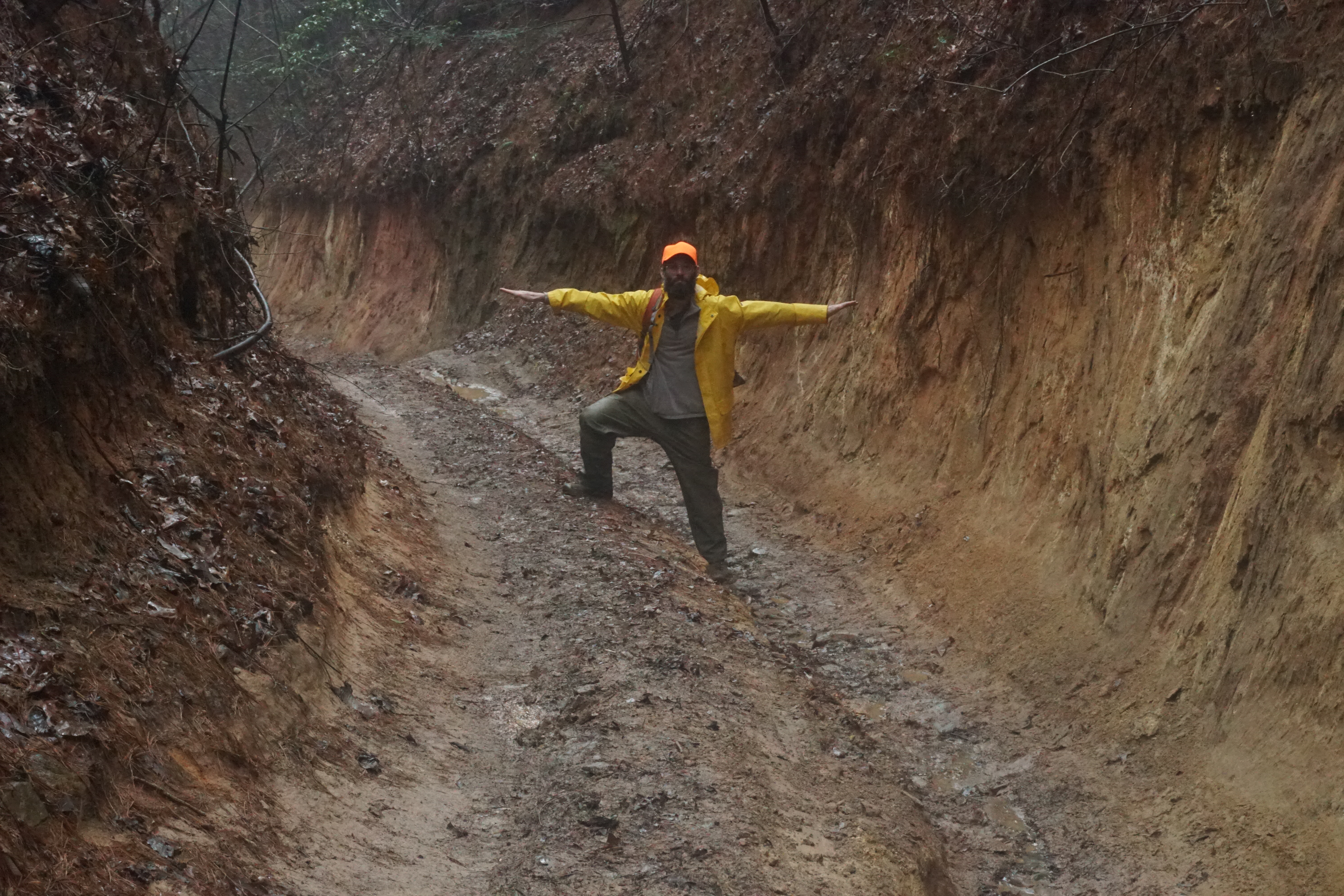 A Georgia ForestWatch volunteer examines a forest road in North Georgia 