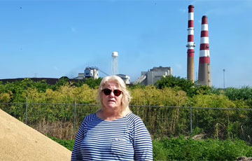 Robin Garlish in front of ED Edwards Power Plant