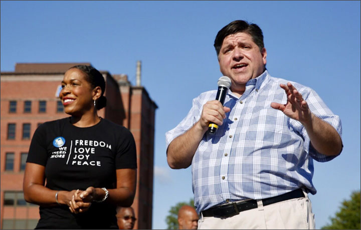 J.B. Pritzker and Julianna Stratton