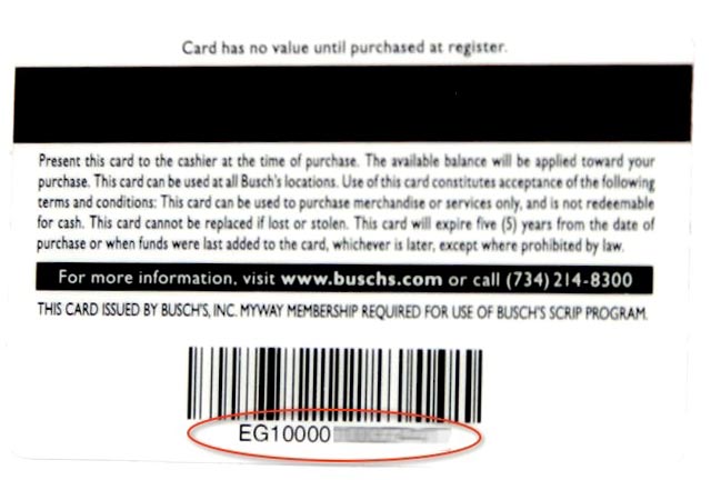 Busch's card back