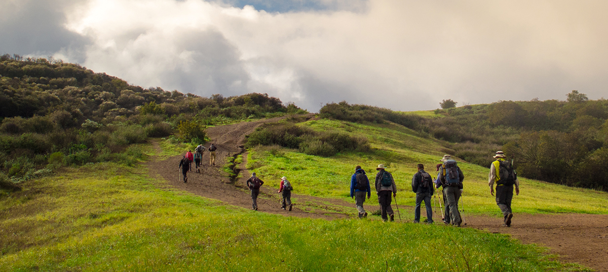Hikers in springtime