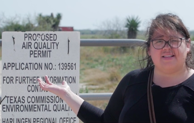 Bekah with the Texas LNG air permit sign