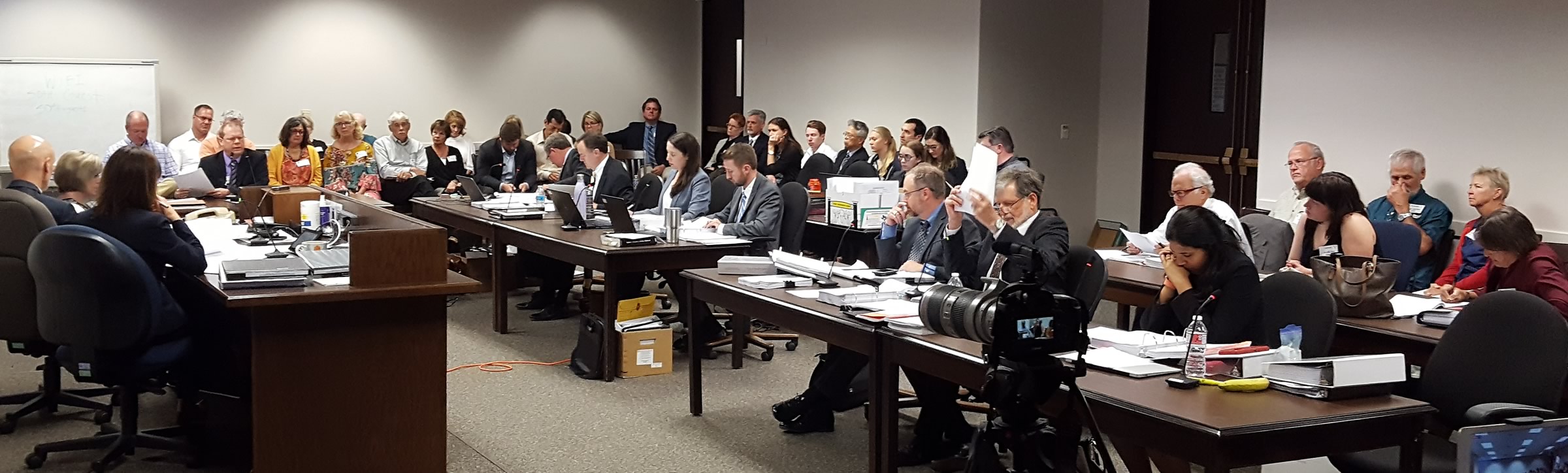 Residents attend the contested case hearing for a new quarry