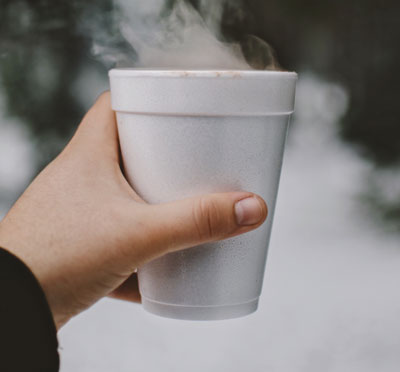 foam cup in hand