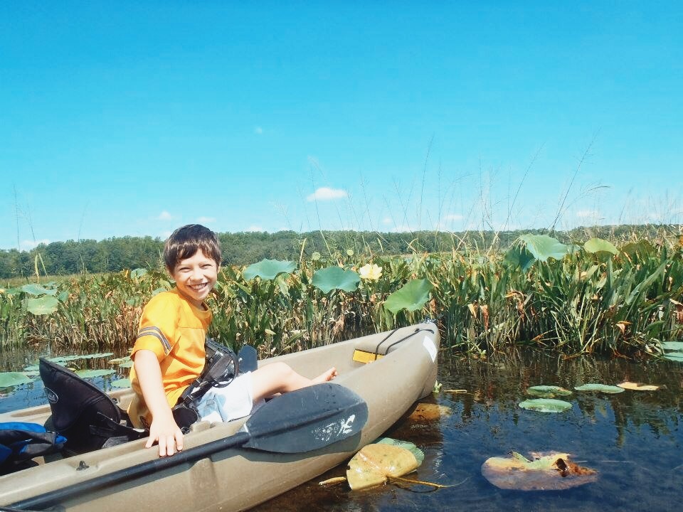 Boy kayaking