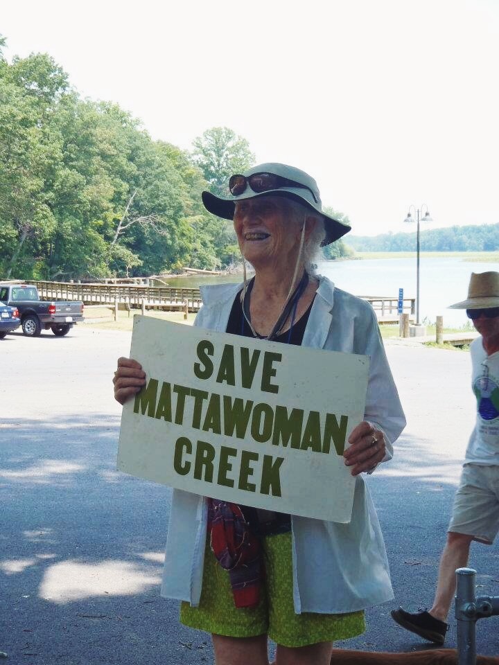 A woman promoting the Mattawoman Creek campaign