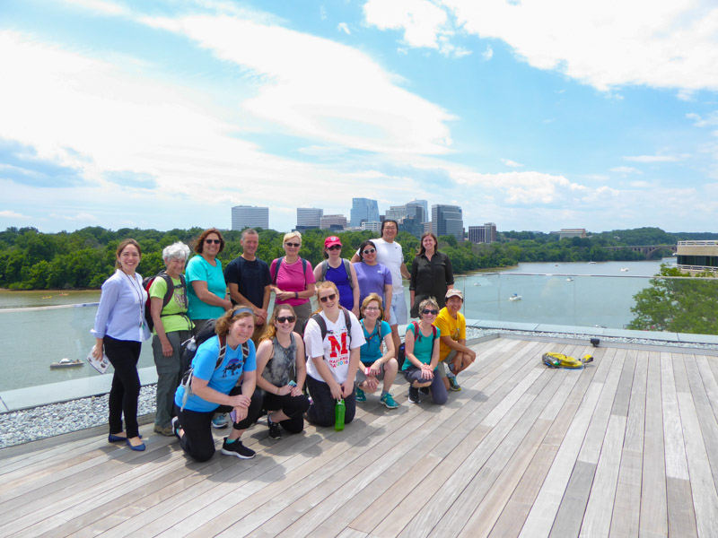 The group gathers for a photo on the roof of the Swedish Embassy. 