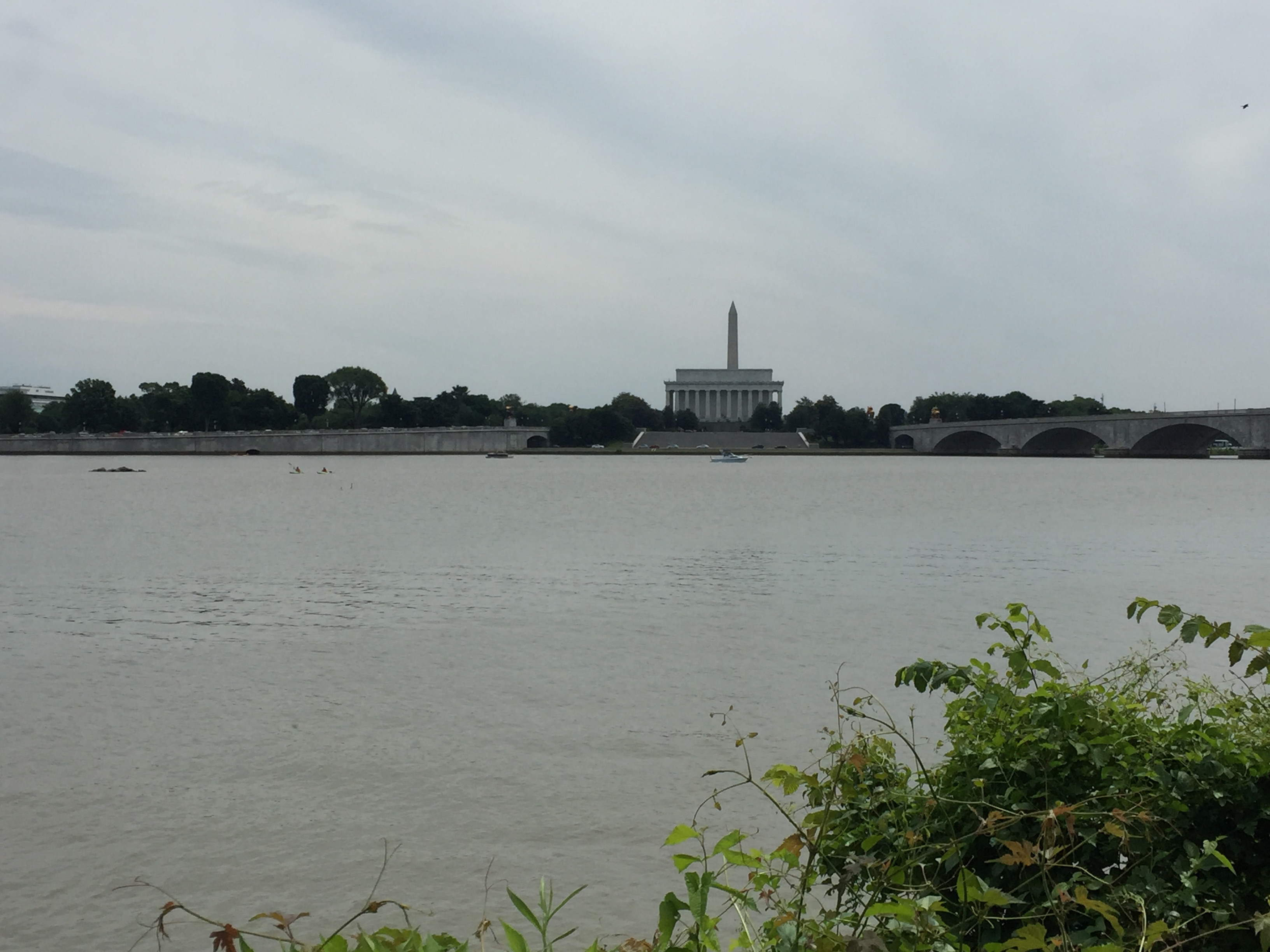 Looking across the Potomac, you can see the Washington Monument and Lincoln Memorial line up perfectly.