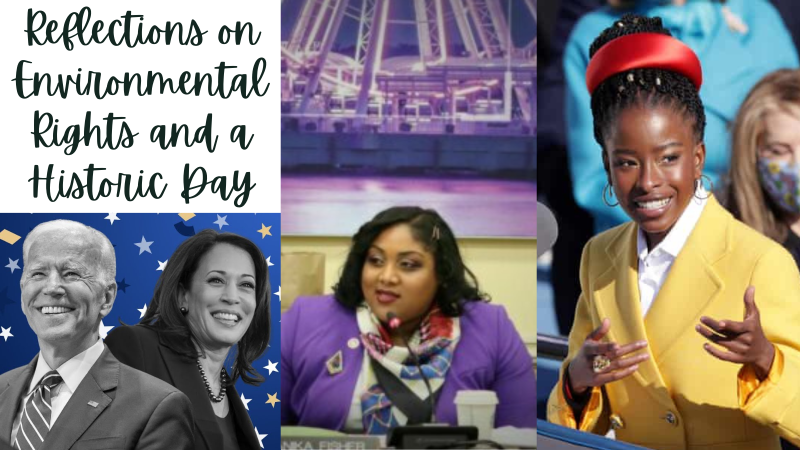 composite image of biden harris amanda gorman and wanika fisher, sponsor of amendment