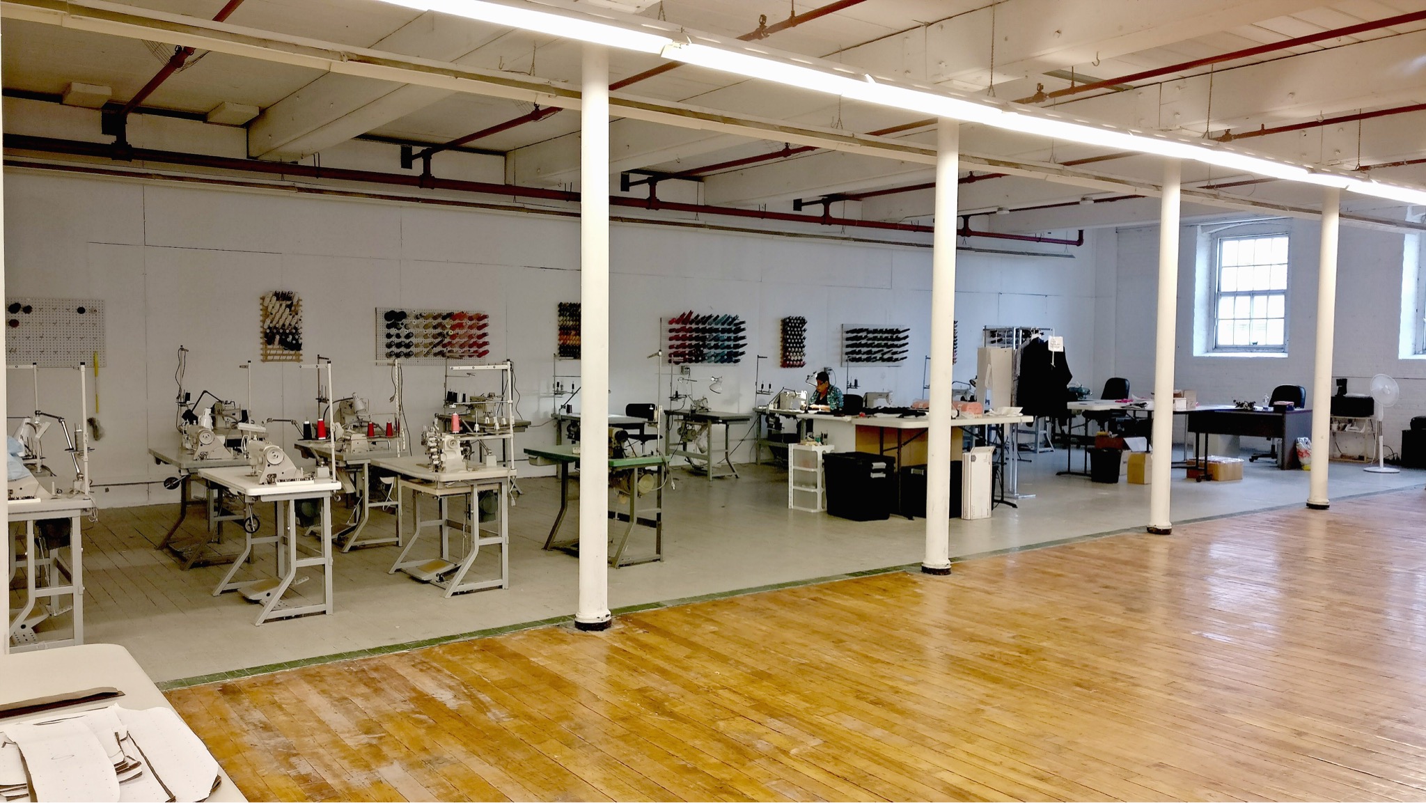 The interior of the clothing manufacturing floor
