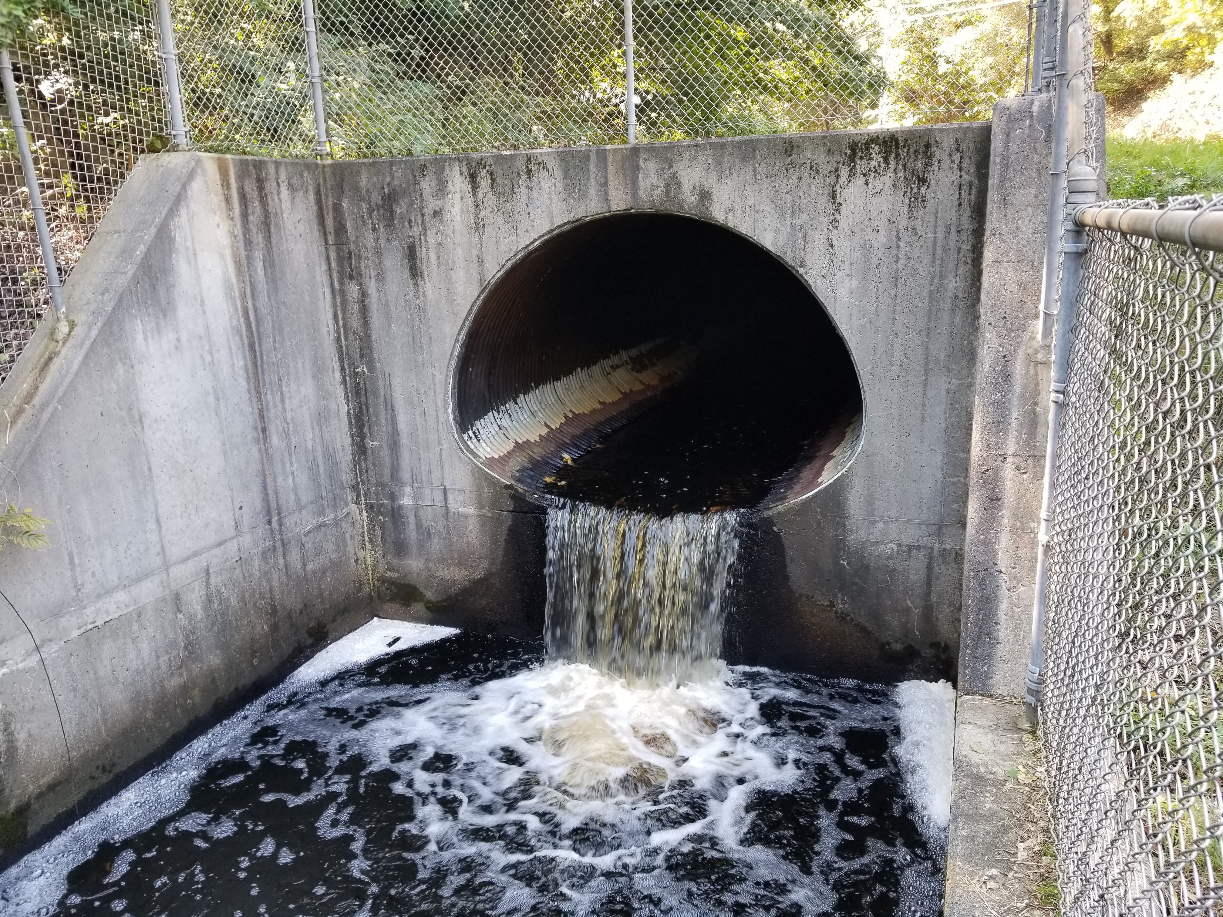 Water flowing through a culvert