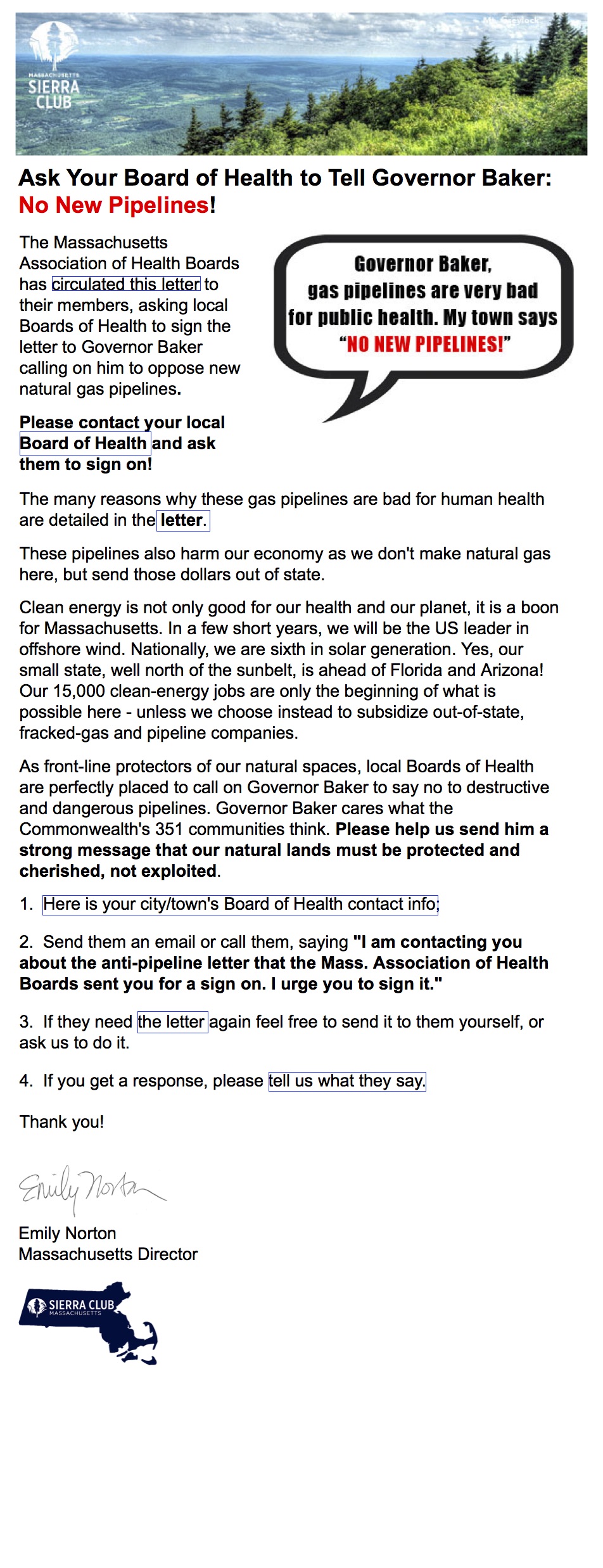 Tell Your Board of Health to Tell Governor Baker: No New Pipelines