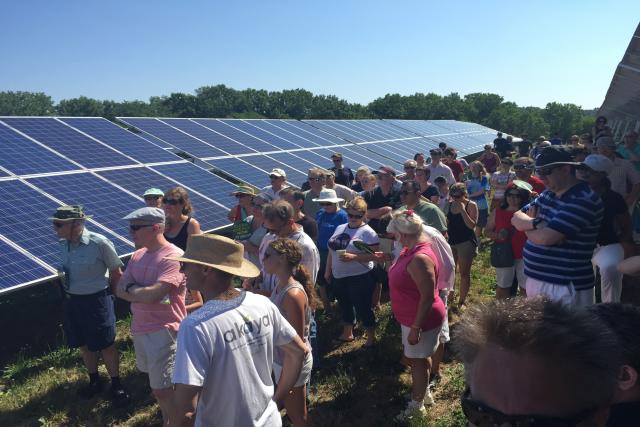 Sierra Club members touring a solar farm