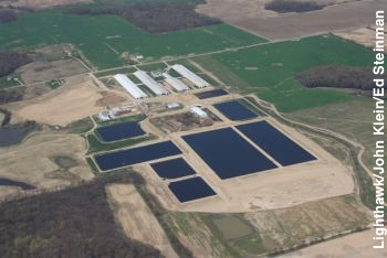 Large animal factory with at least seven sewage pits.