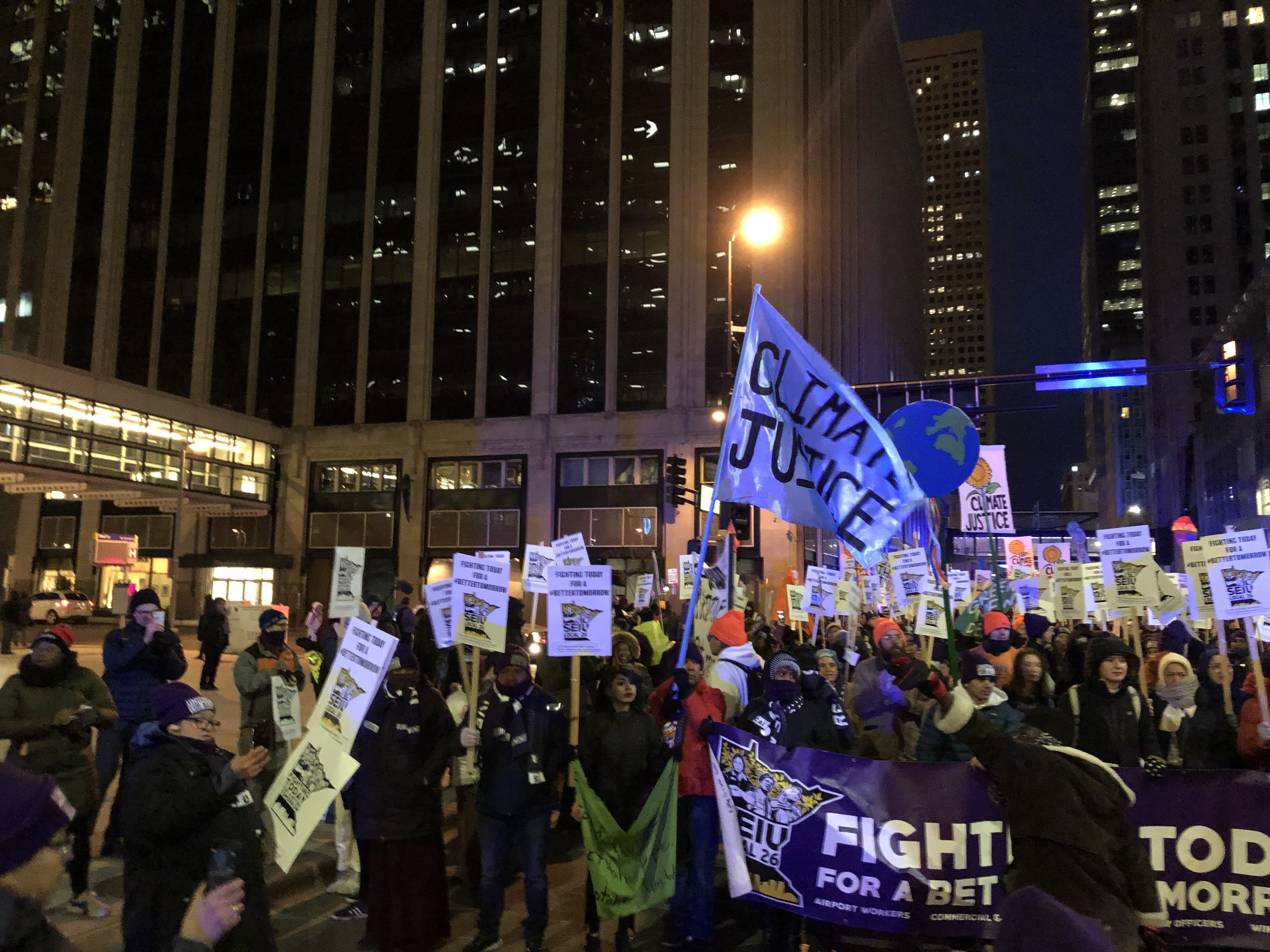 photo of Rally for Workers' Rights and Climate Justice in downtown Minneapolis