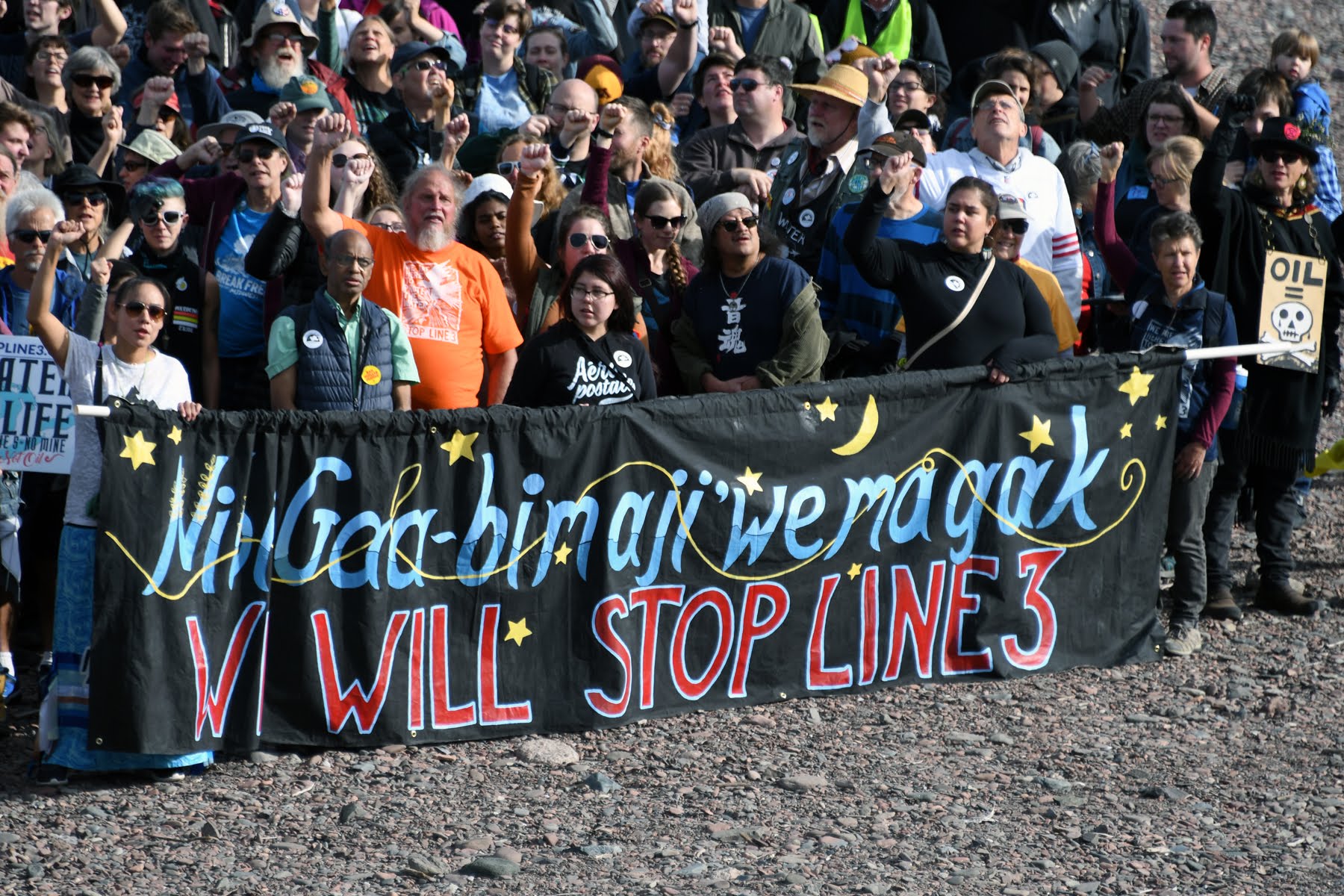 Nearly 1,000 people rally on the shores of Lake Superior to oppose Enbridge's Line 3 tar sands pipeline