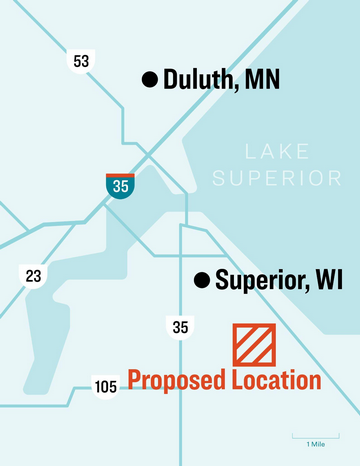 map showing location of proposed NTEC gas plant