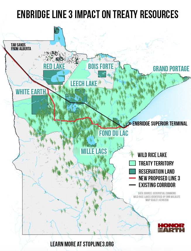 Map of Enbridge Line 3 Impact on Treaty Resources