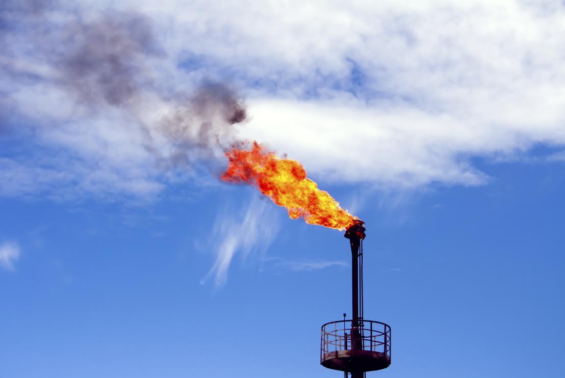 photo of methane being "flared," or burned
