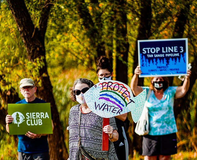 photo of Members of the Sierra Club's Stop Line 3 Team at the Relay for Water. Photo credit: Alec Olson 